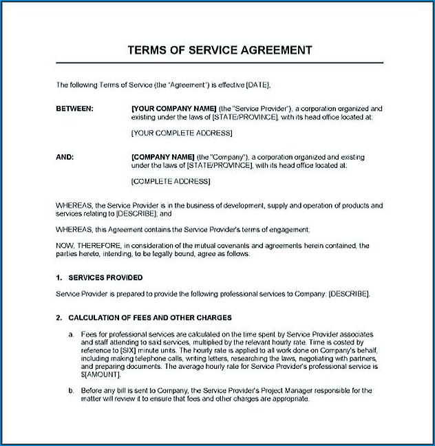 Sample of Service Agreement Contract Template