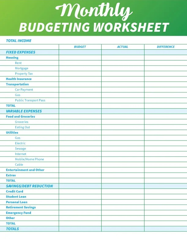 Sample of Spending And Savings Worksheet Template