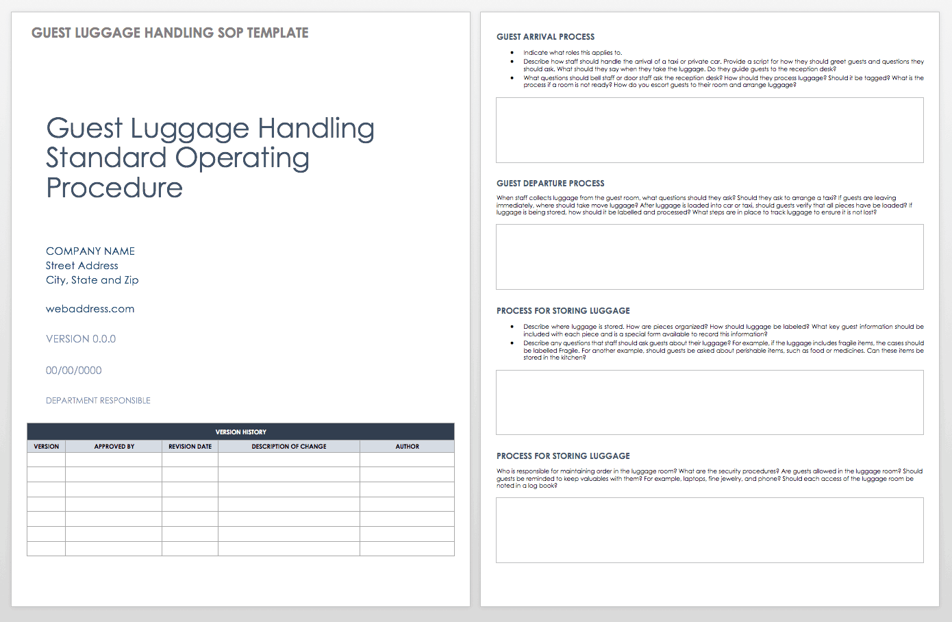 Sample of Standard Operating Procedure Template