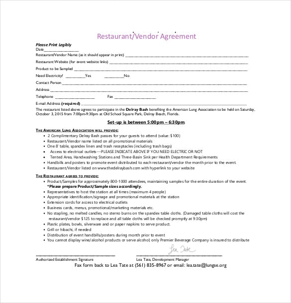 Sample of Vendor Agreement Template