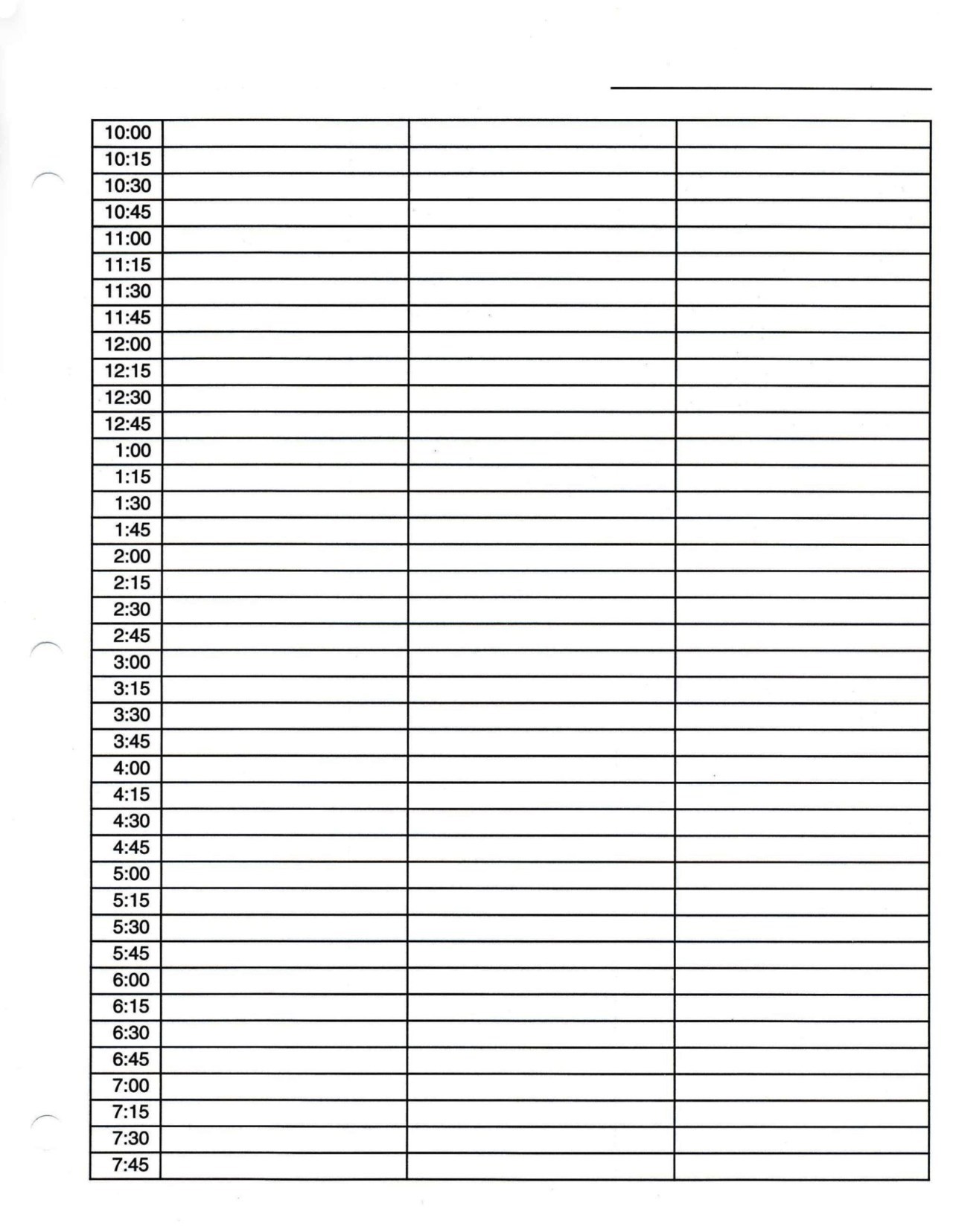 Daily Appointment Book Template