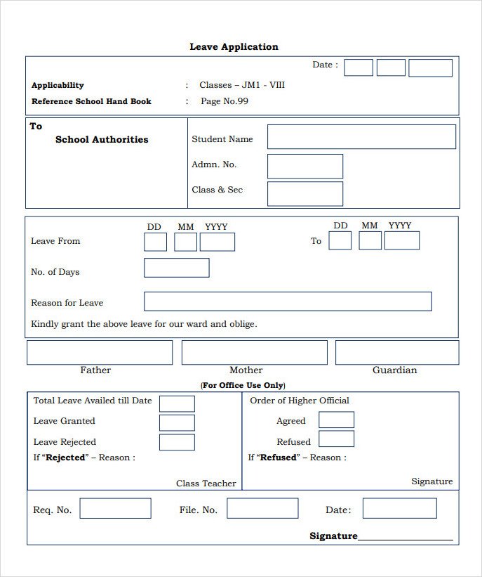 Printable Leave Application Form