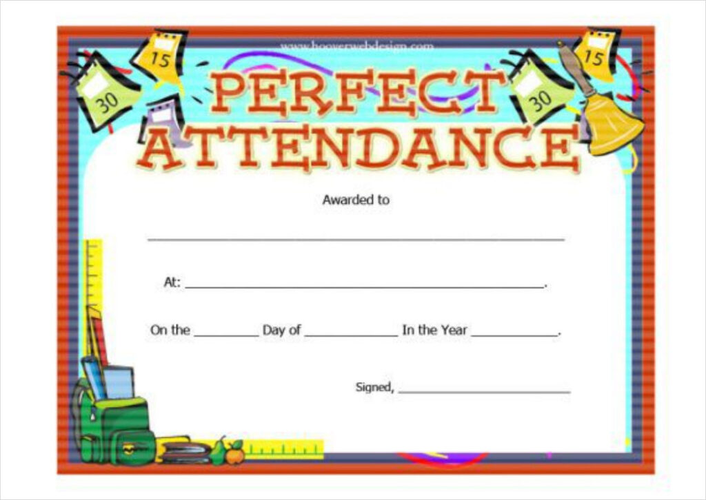 Printable Perfect Attendance Award Template