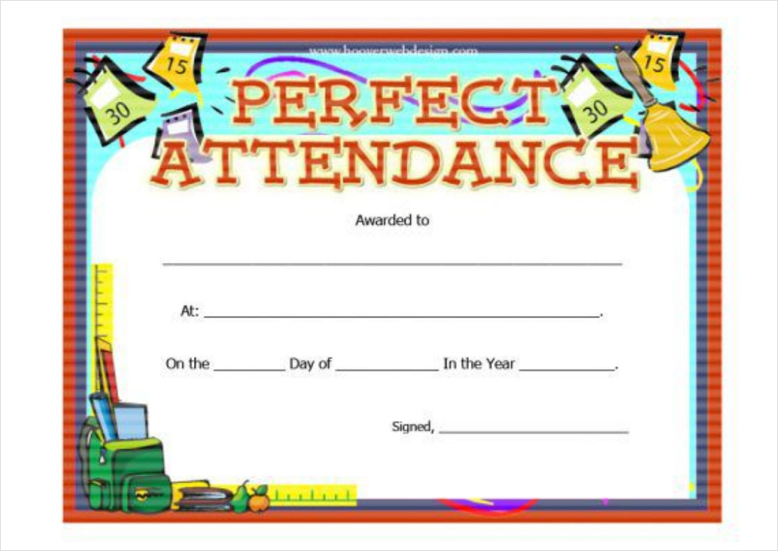 School Perfect Attendance Award Template