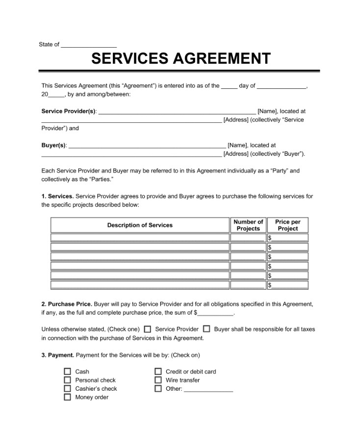 Service Agreement Contract Template Example