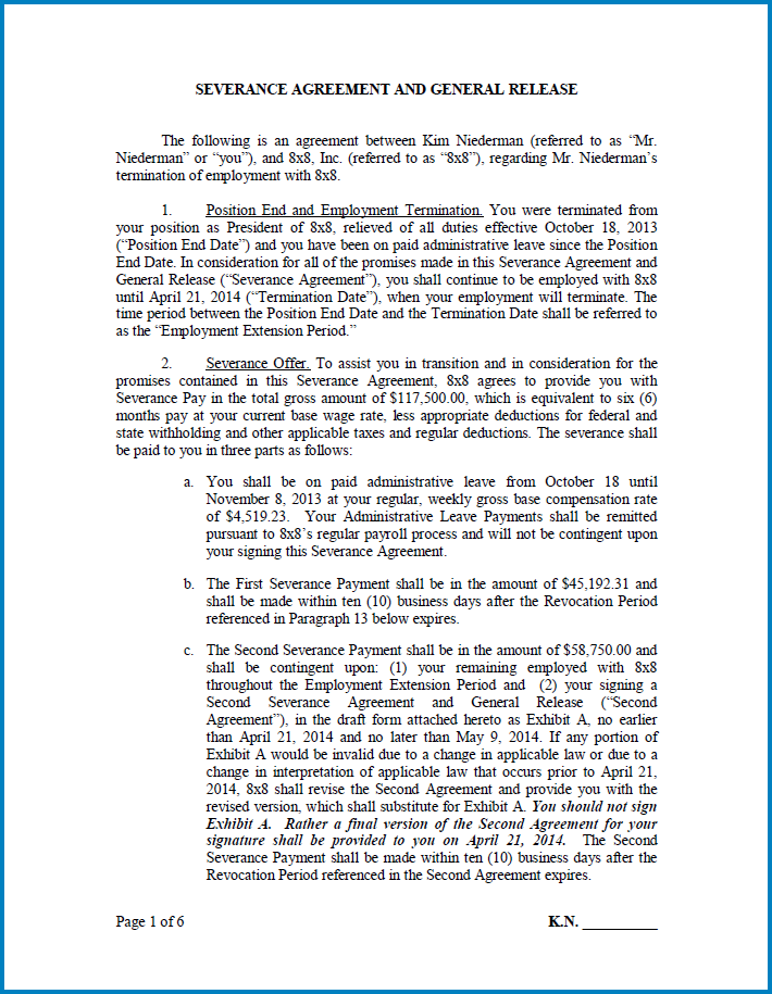 Severance Agreement Template