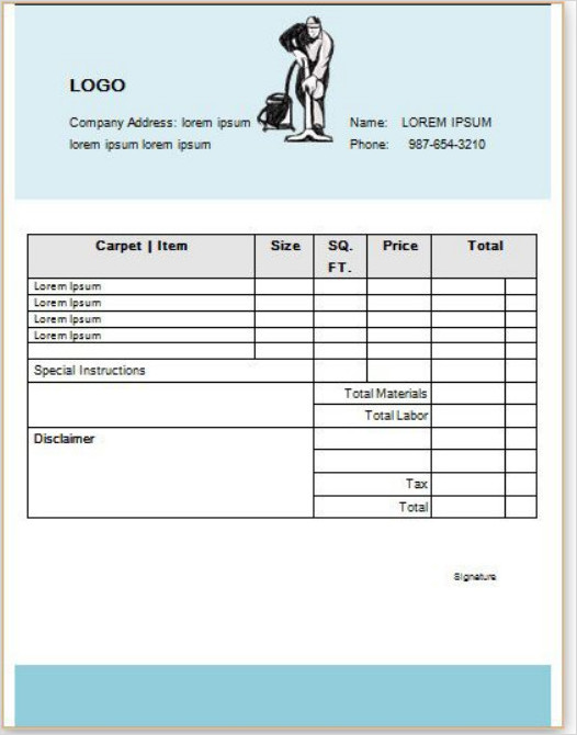 Simple Carpet Cleaning Receipt Template