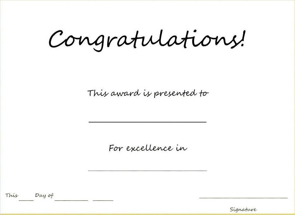 Simple Congratulation Certificate Template