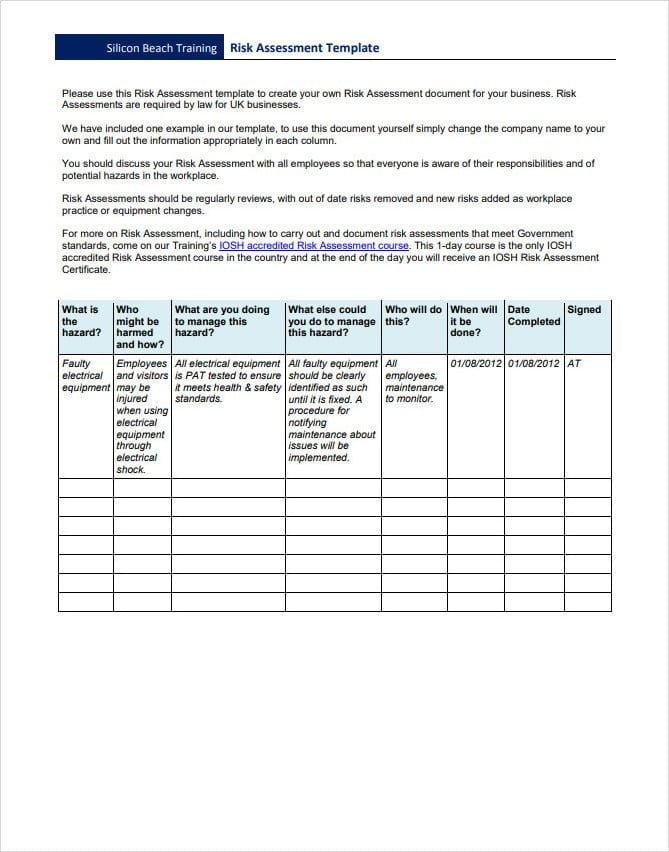 Simple IT Risk Assessment Template