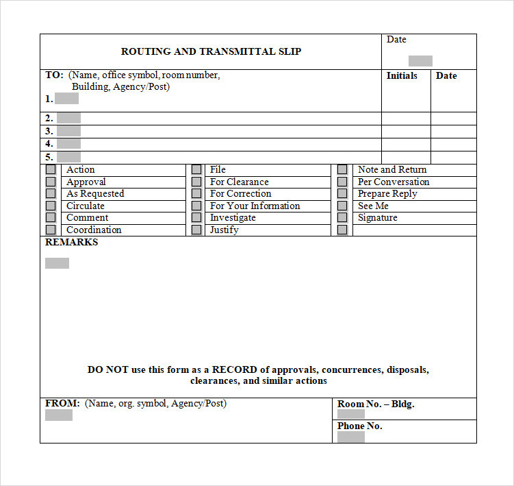 Simple Routing and Transmittal Slip Template