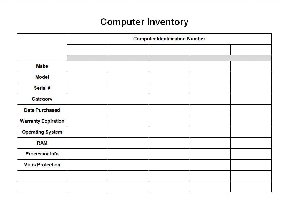 Small Business Computer Inventory Laptop Template