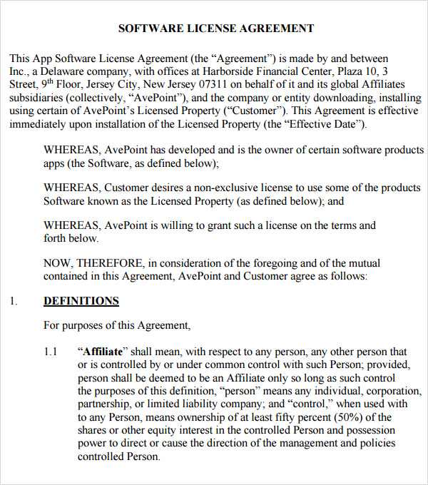 Software License Agreement Template