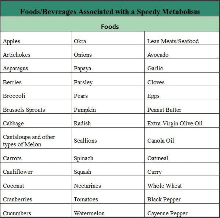 Speedy Metabolism Diet Meal Plan Template Template