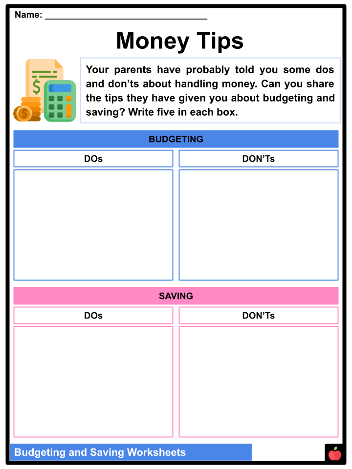 Spending And Savings Worksheet Template Sample