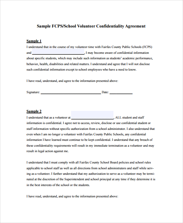 Staff Confidentiality Agreement Template Example