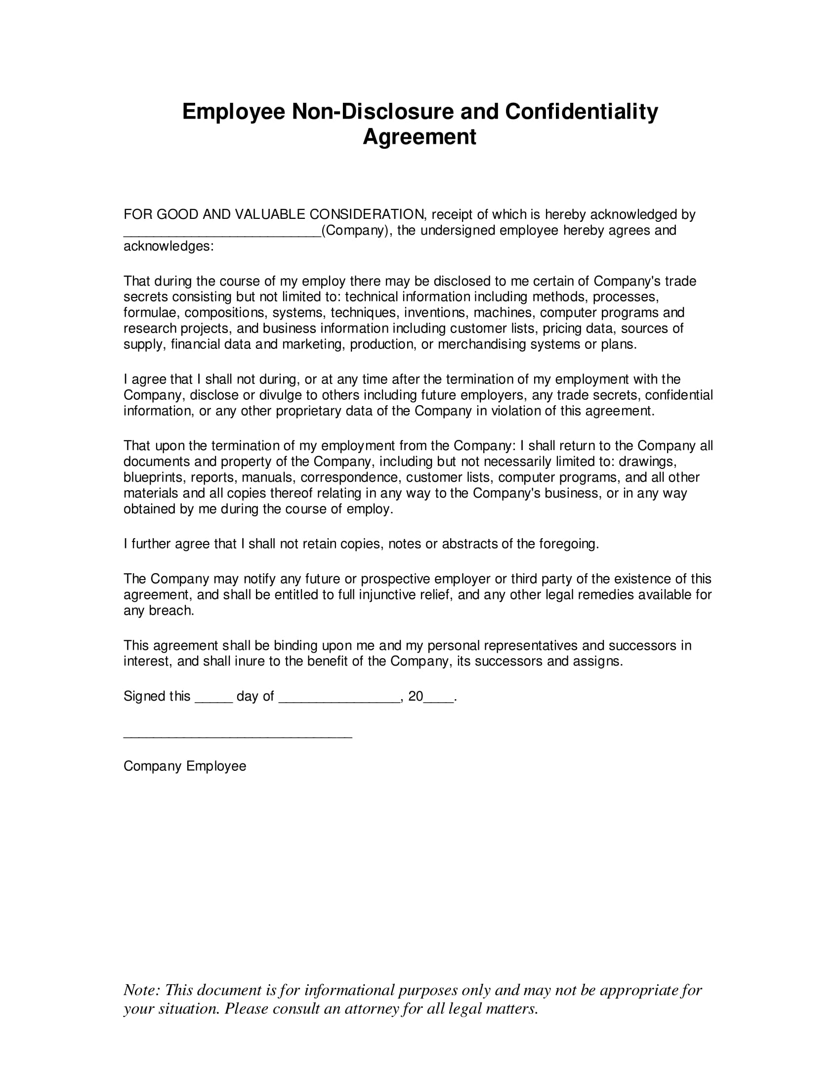 Staff Confidentiality Agreement Template