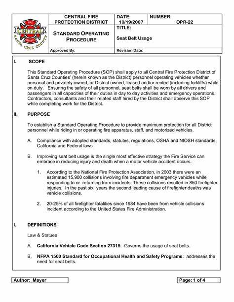 Standard Operating Procedure Template Example