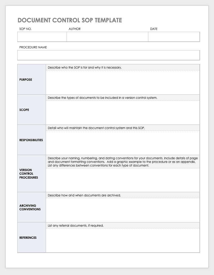 Standard Operating Procedure Template