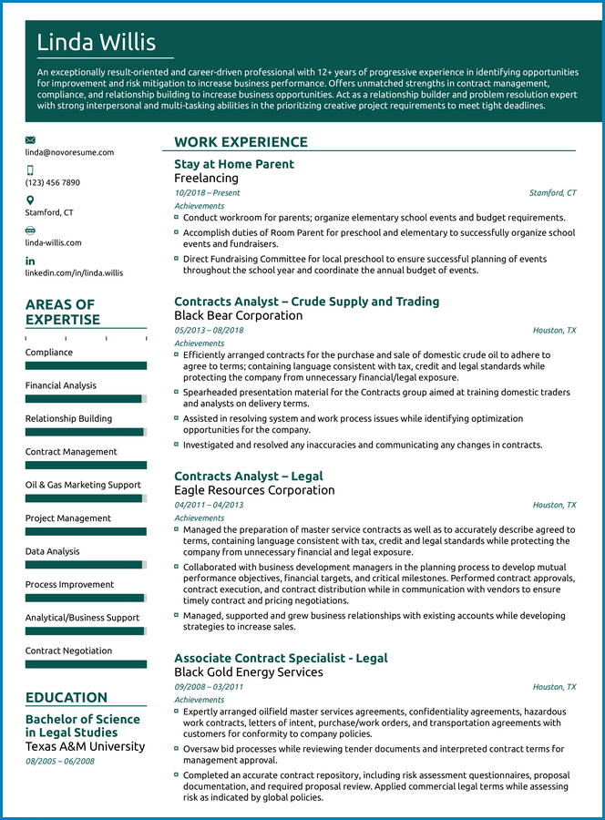 Stay At Home Mom Resume Template Sample