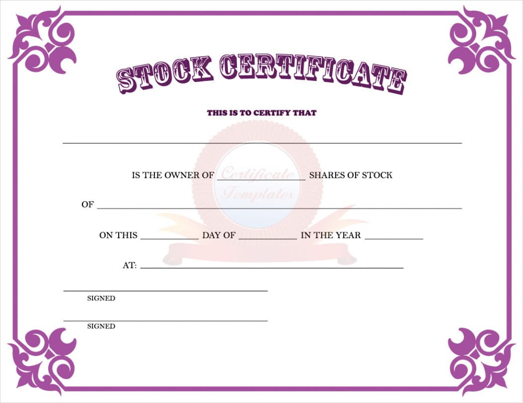 Stock Certificate Number Example