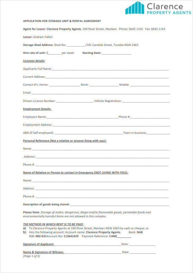 Storage Shed Rental Agreement Template