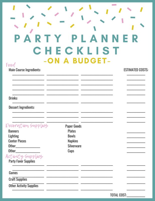 Summer Party Budget Worksheet Template Example