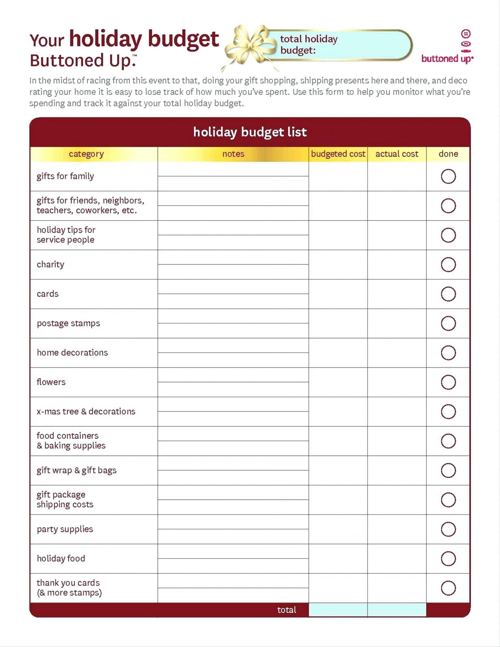 Summer Party Budget Worksheet Template Sample