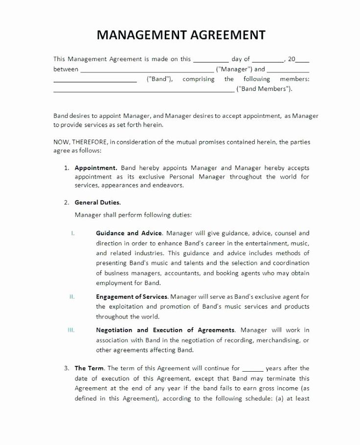 Talent Management Agreement Template