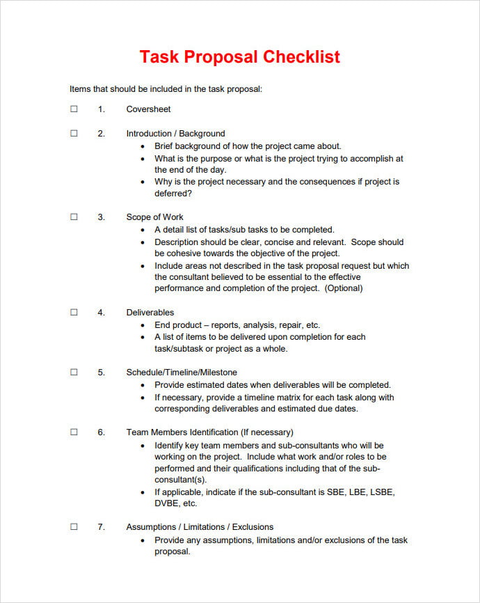 Task Proposal Checklist Template