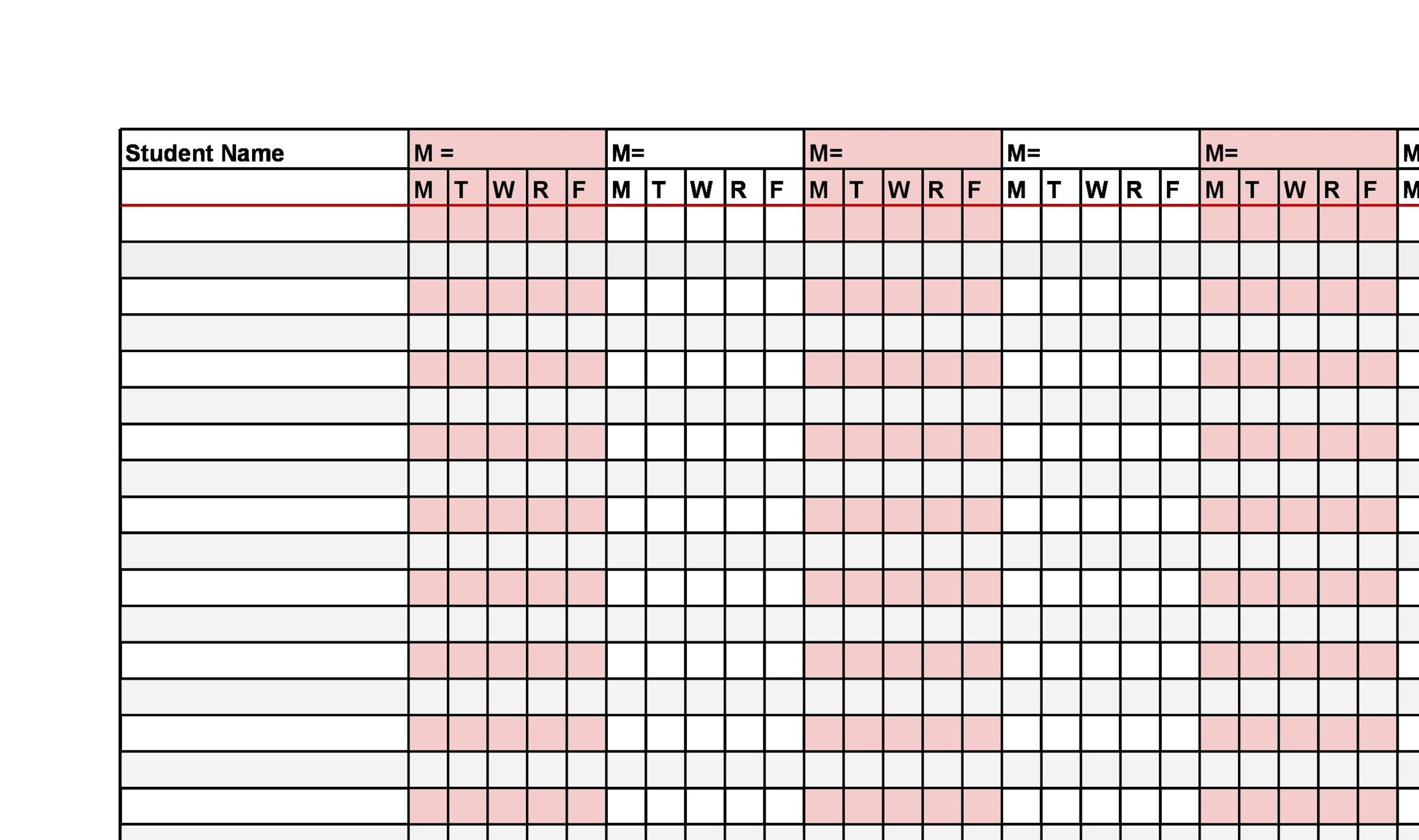 Teacher Attendance Sheet Template Sample