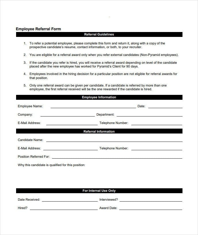 Tech Company Employee Referral Form