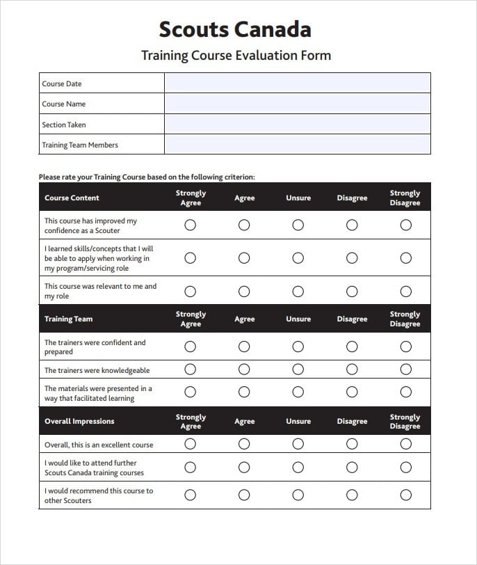 Training Course Evaluation Form