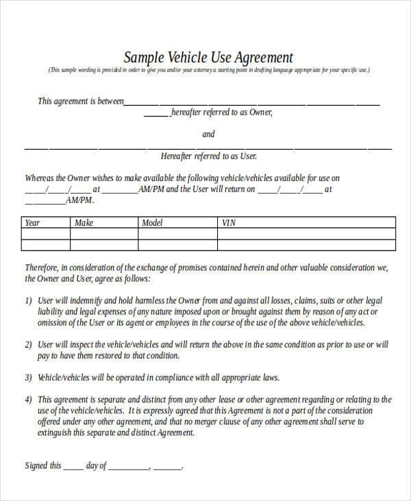 Truck Lease Agreement Template Example