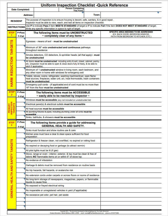 Uniform Inspection Checklist Template