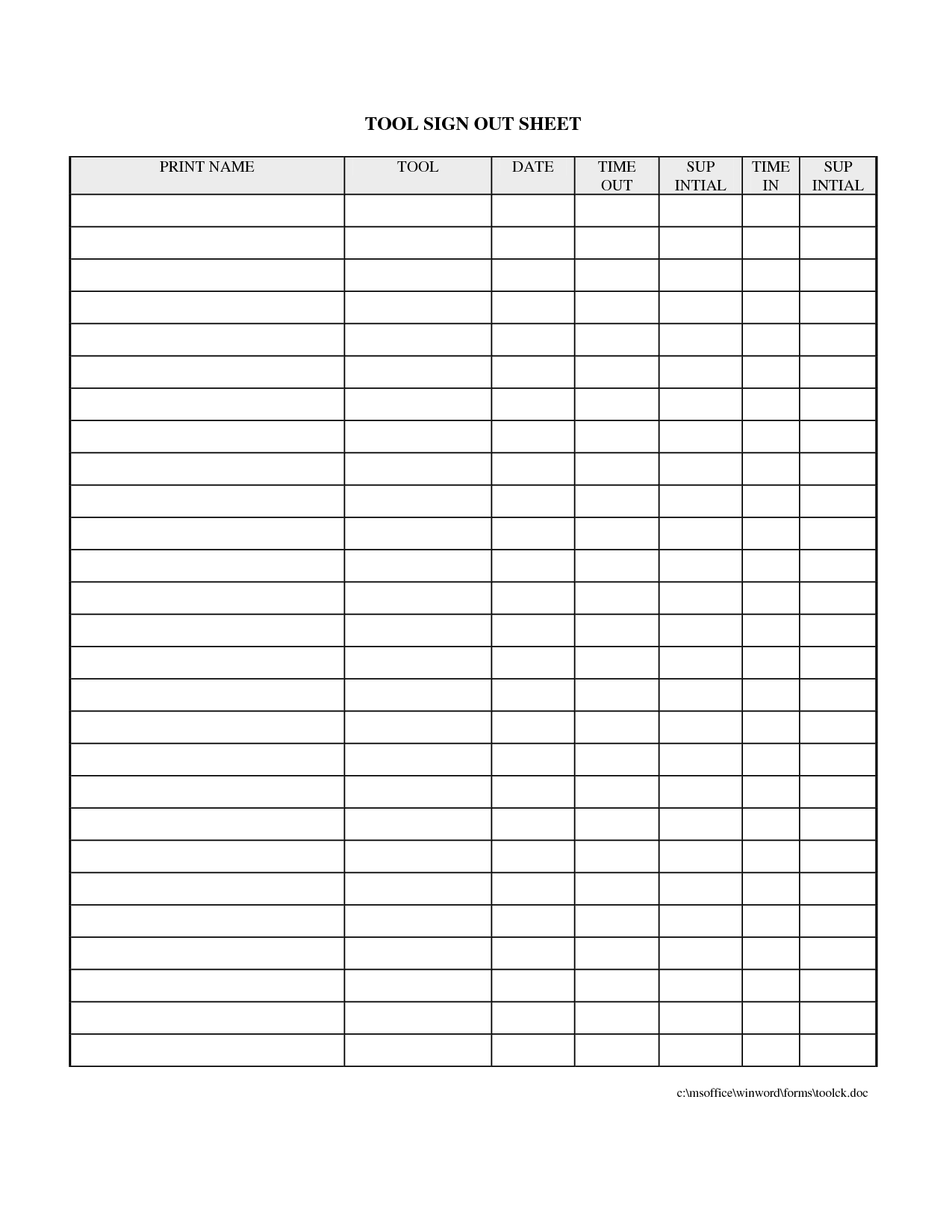 Vehicle Sign out Sheet Template Sample