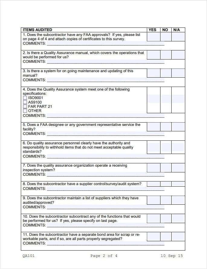 Vendor Audit Checklist Template