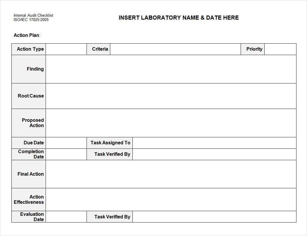 Vendor Internal Audit Checklist Template Word