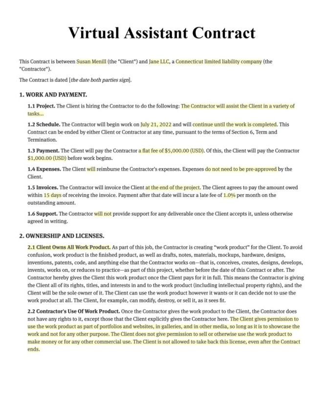 Virtual Assistant Agreement Template