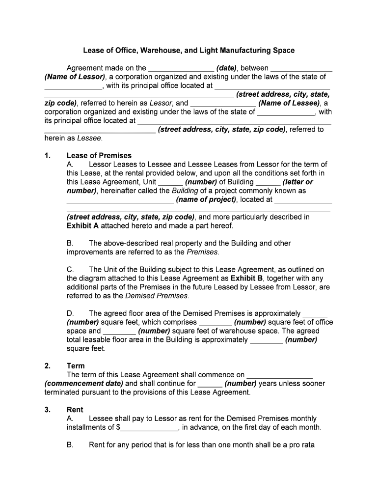 Warehouse Lease Agreement Template Example