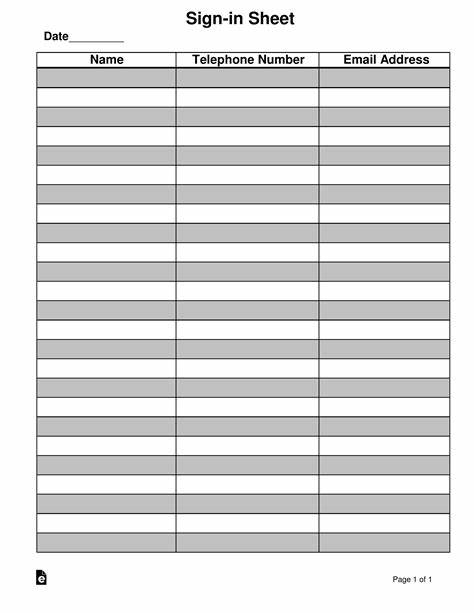 Wedding Guest Sign in Sheet Template Sample