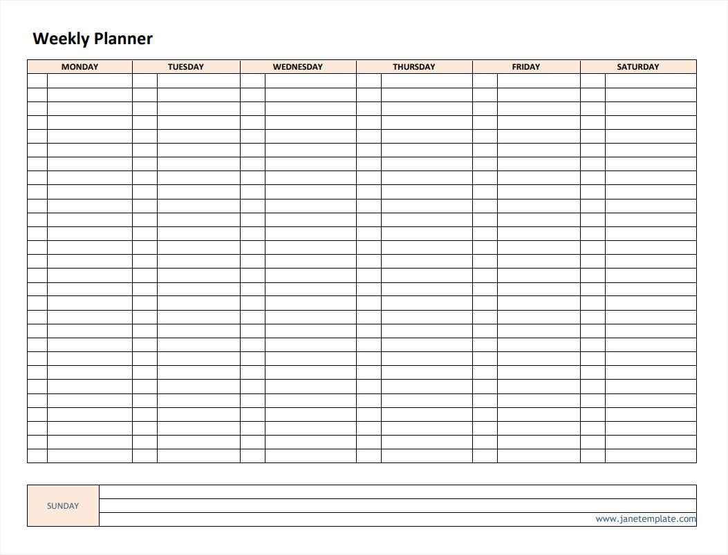 Free Printable Blank Simple Weekly Planner Template