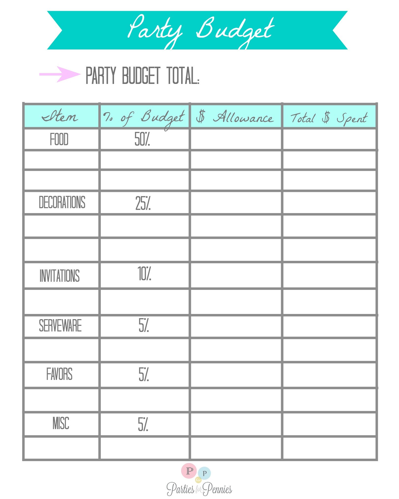 Welcome Party Budget Worksheet Template Example