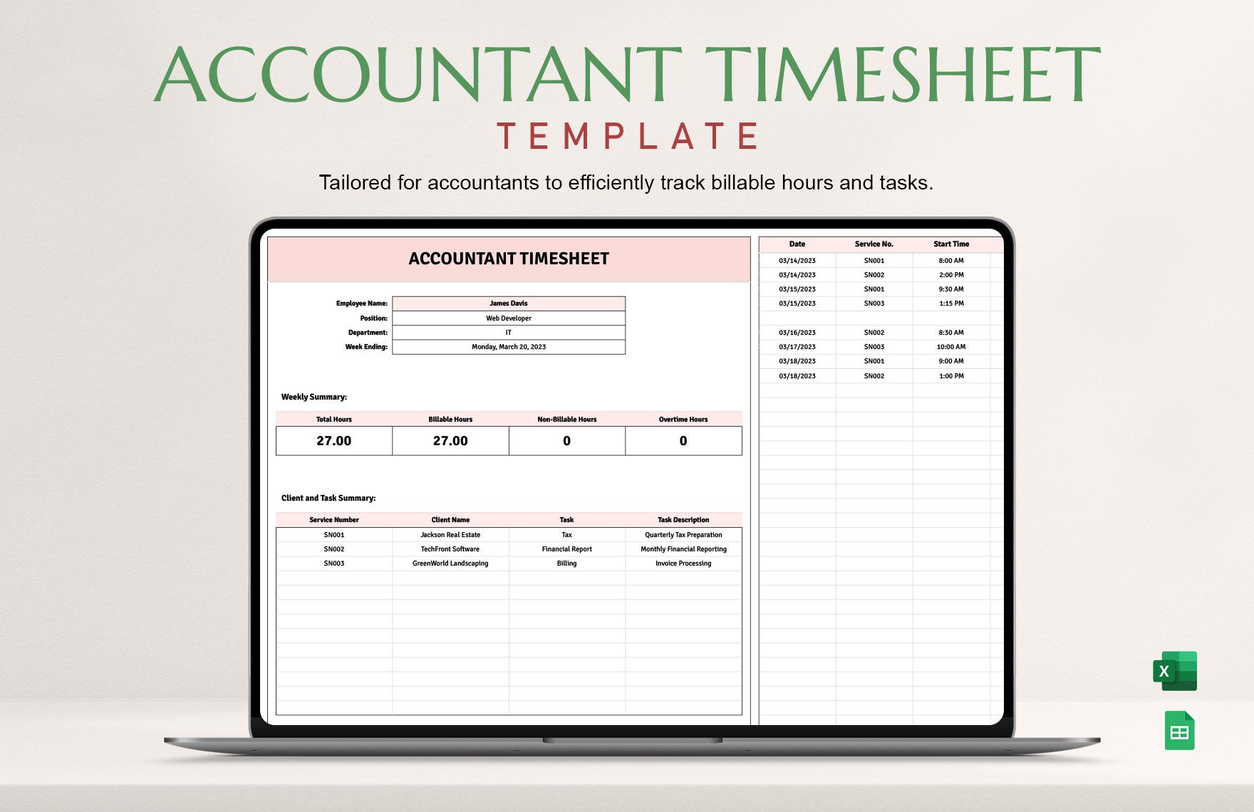 sample accounting timesheet template