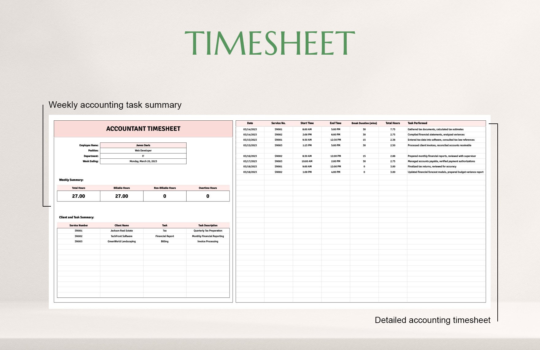 sample accounting timesheet template