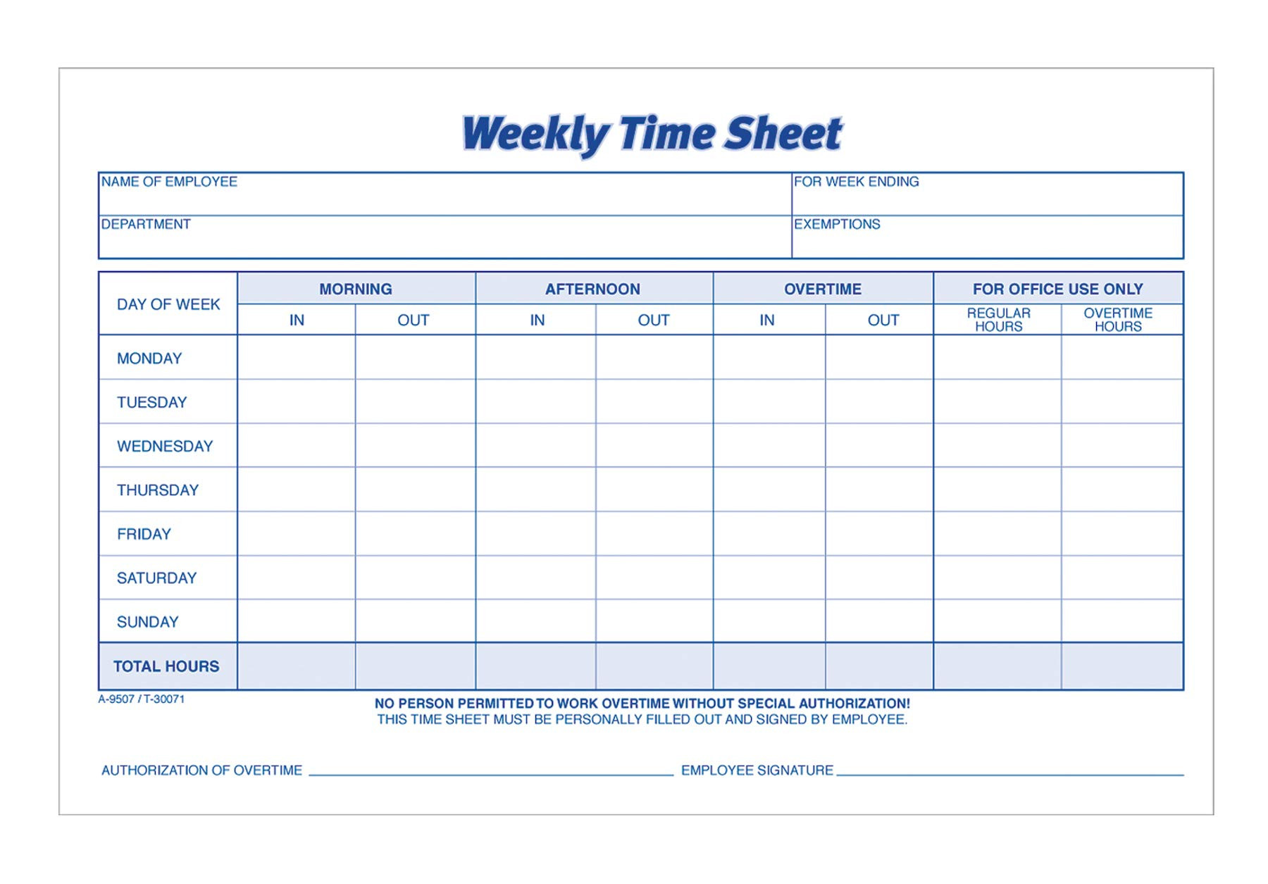 sample standard timesheet template