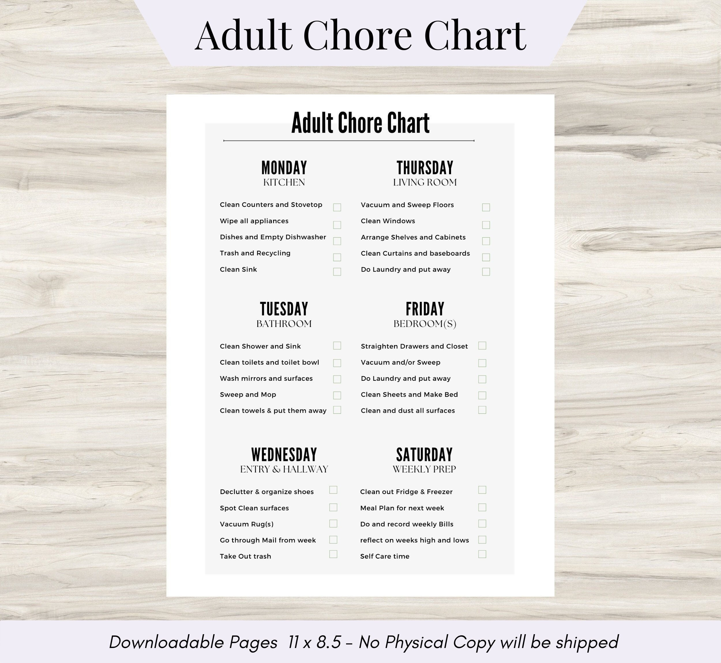 sample chore chart for adults template