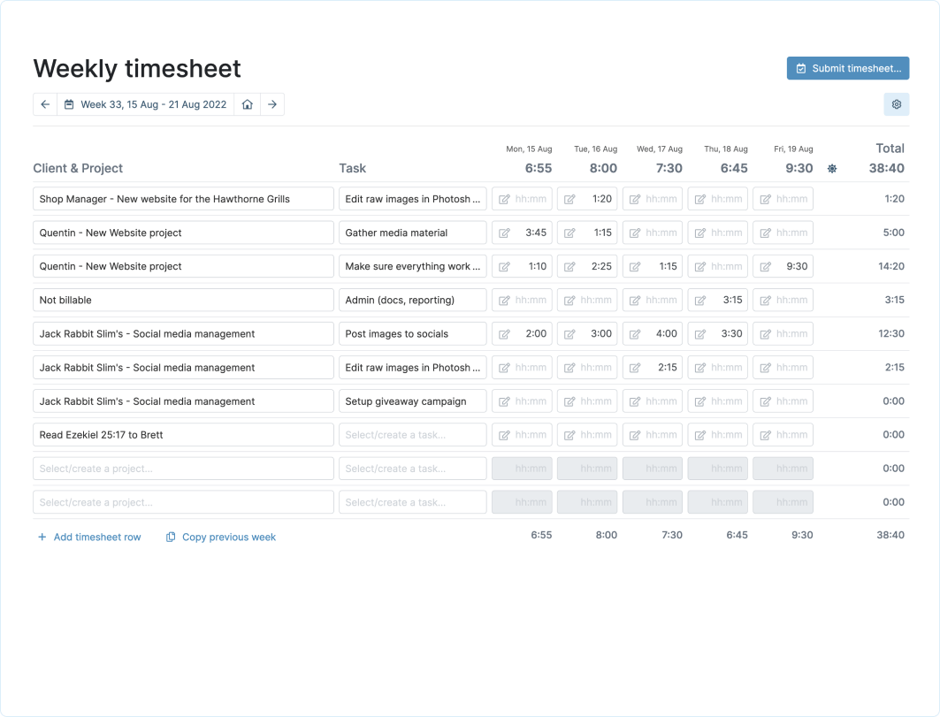 sample agency timesheet template