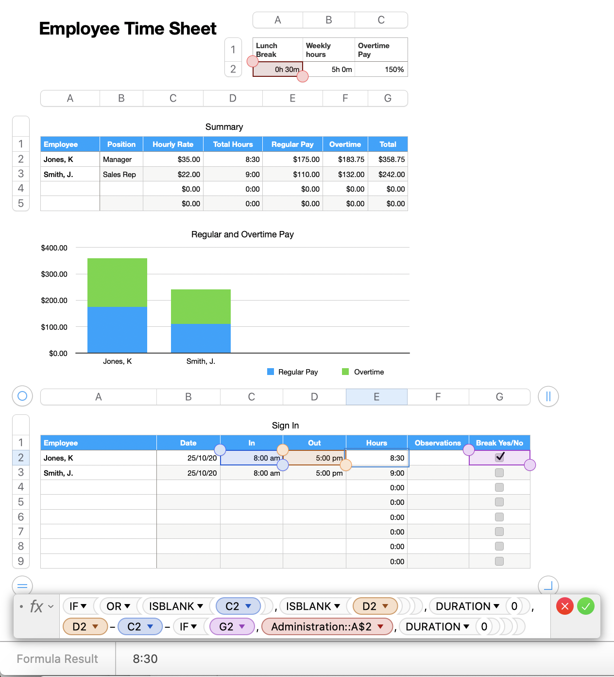 sample timesheet for numbers template