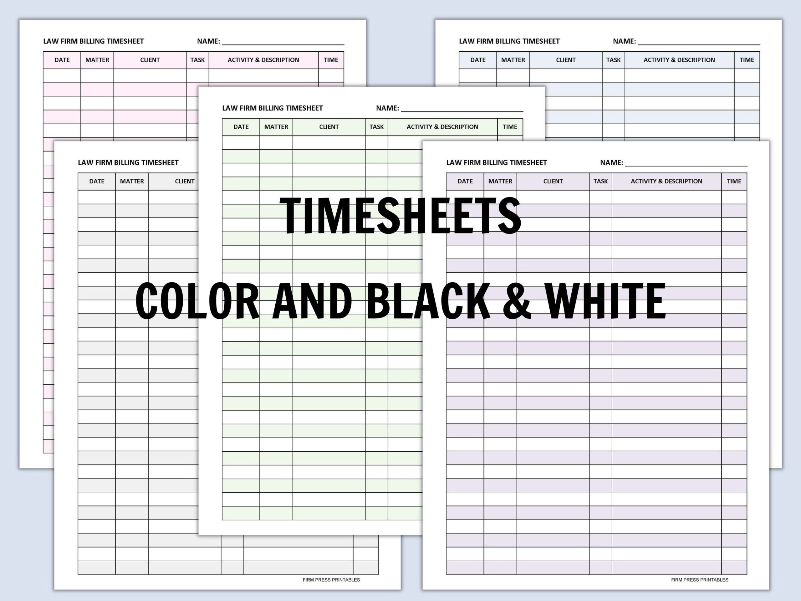 sample law firm timesheet template