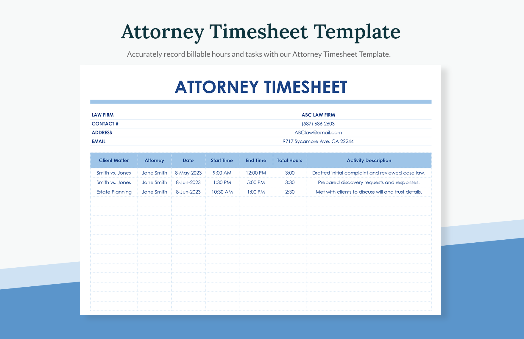 sample legal timesheet template